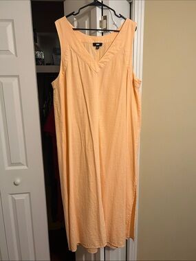 DKNY Peach Sundress V-Neck Sleeveless Dress